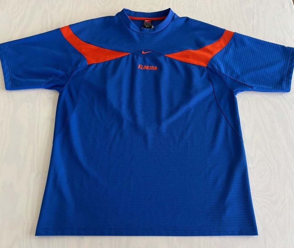 Vintage Nike Team Florida Gators Dri-Fit Football Short Sleeve Shirt Blue Large